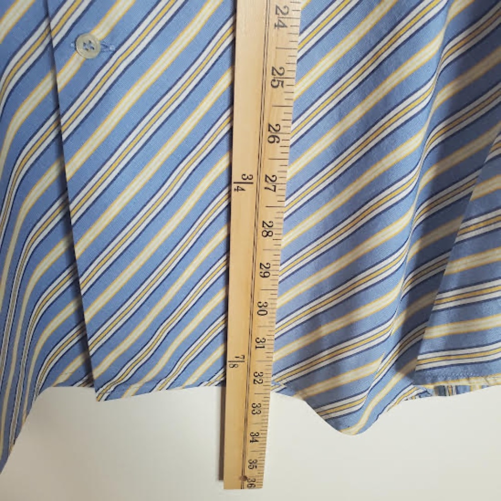 Gemelli Milano Men's Yellow/Blue Striped Button Down Shirt - Picture 8 of 9